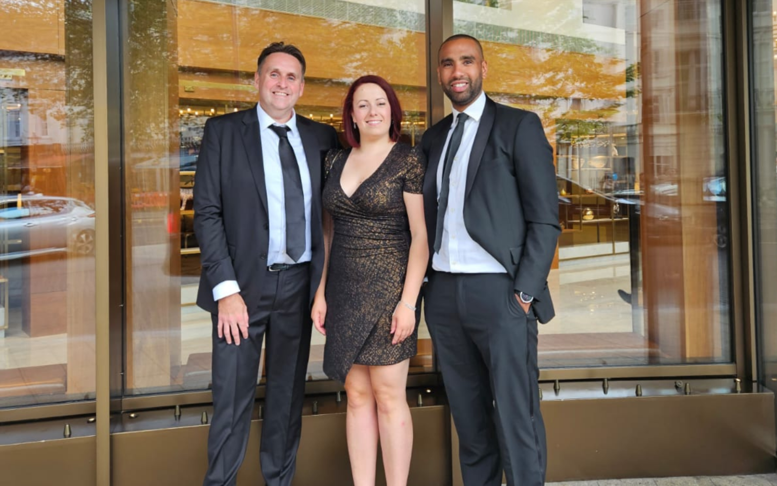 Grant Baker, Louise Gasper and Mike McEvoy celebrating Grant's 'Best Contractor Recruiter' award win.